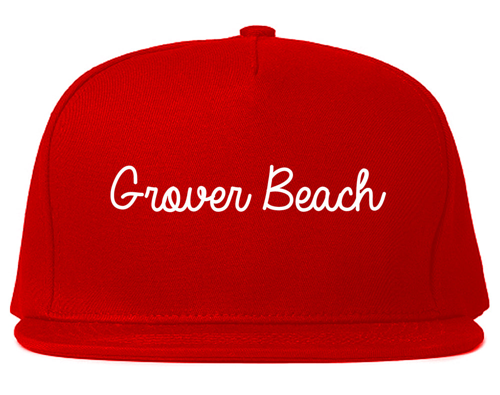 Grover Beach California CA Script Mens Snapback Hat Red