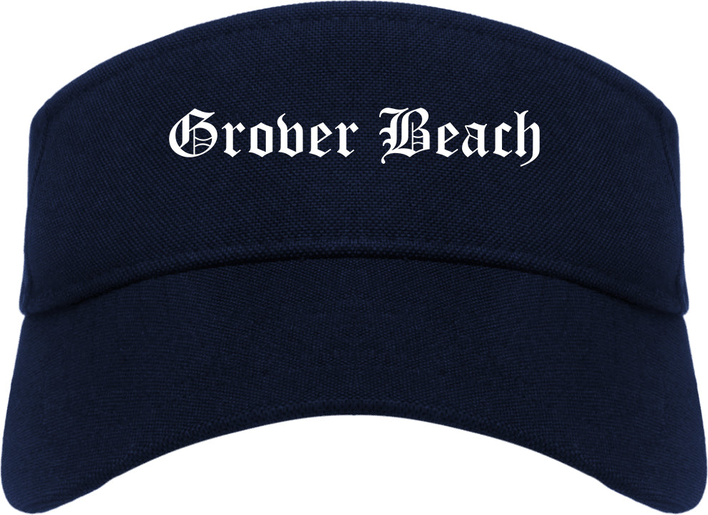 Grover Beach California CA Old English Mens Visor Cap Hat Navy Blue