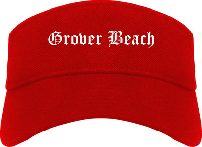 Grover Beach California CA Old English Mens Visor Cap Hat Red