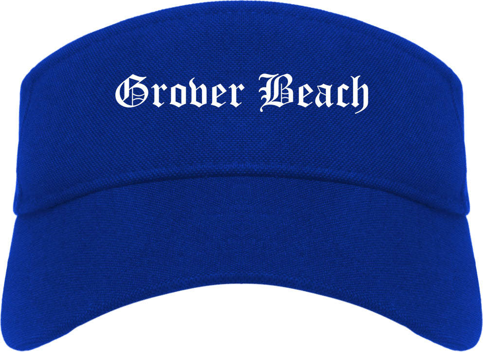 Grover Beach California CA Old English Mens Visor Cap Hat Royal Blue