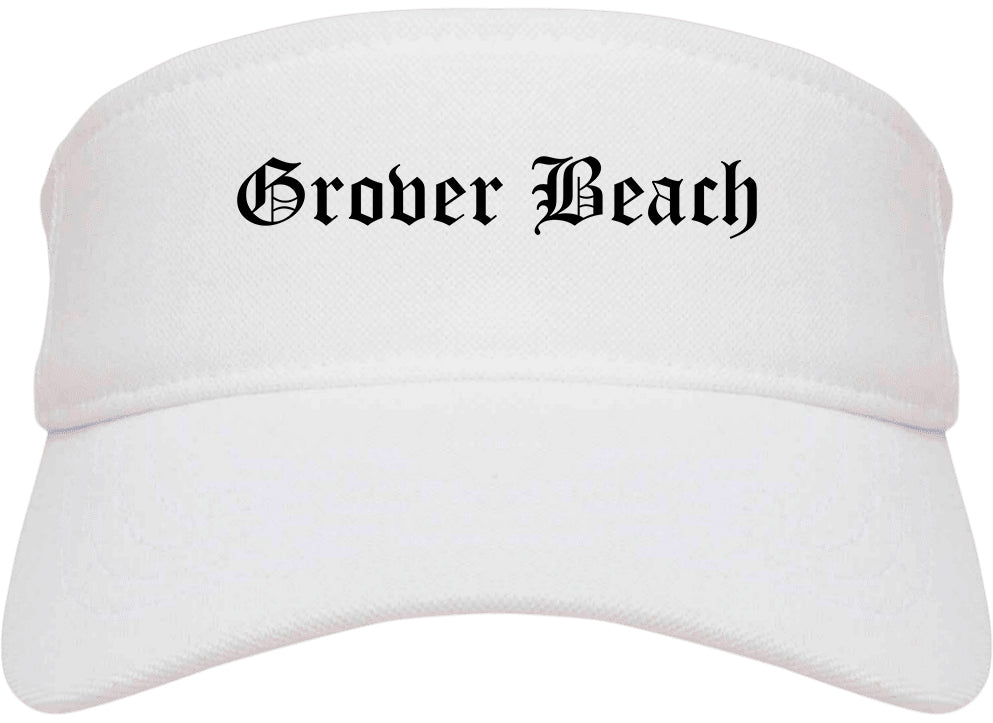 Grover Beach California CA Old English Mens Visor Cap Hat White