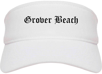 Grover Beach California CA Old English Mens Visor Cap Hat White