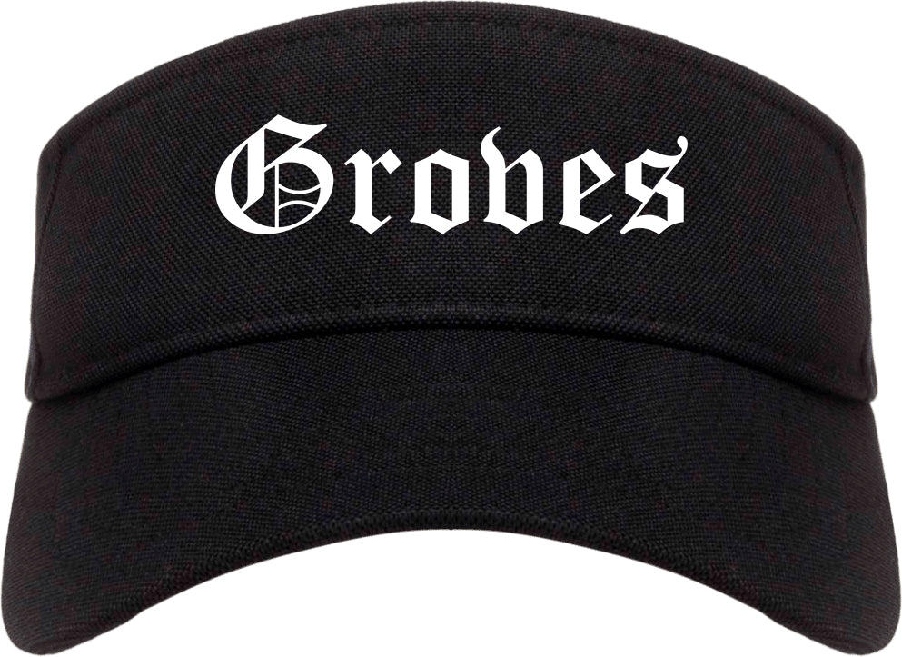 Groves Texas TX Old English Mens Visor Cap Hat Black