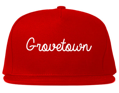 Grovetown Georgia GA Script Mens Snapback Hat Red