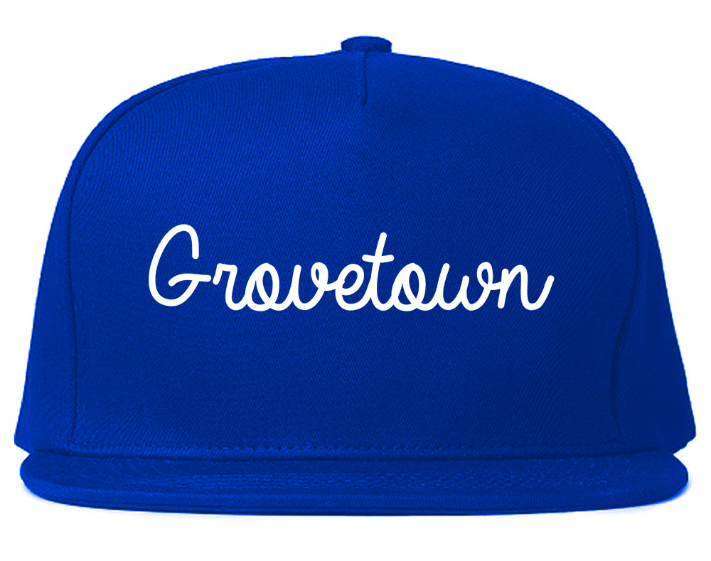 Grovetown Georgia GA Script Mens Snapback Hat Royal Blue