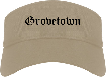 Grovetown Georgia GA Old English Mens Visor Cap Hat Khaki