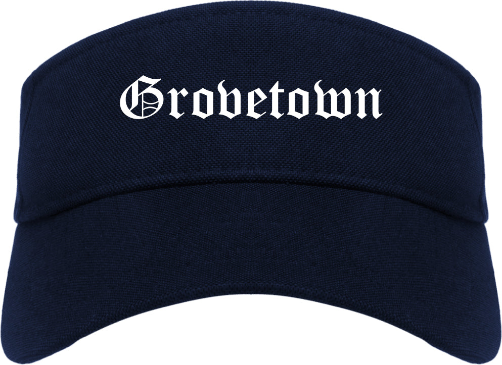 Grovetown Georgia GA Old English Mens Visor Cap Hat Navy Blue