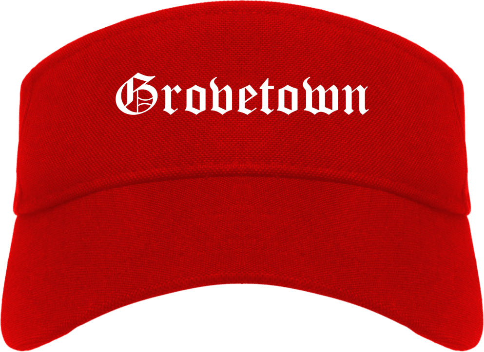 Grovetown Georgia GA Old English Mens Visor Cap Hat Red