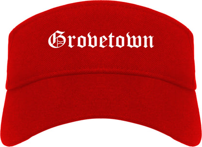 Grovetown Georgia GA Old English Mens Visor Cap Hat Red