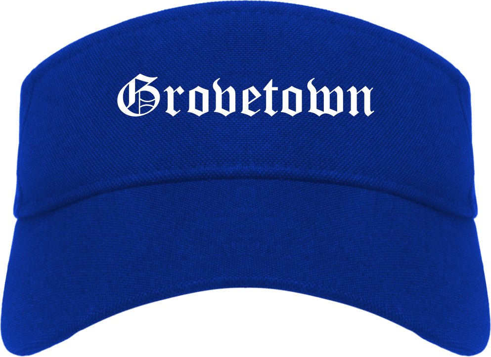 Grovetown Georgia GA Old English Mens Visor Cap Hat Royal Blue