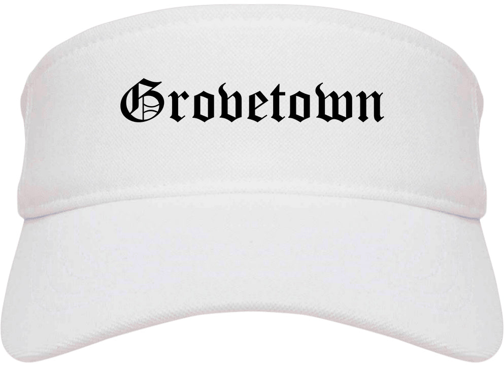 Grovetown Georgia GA Old English Mens Visor Cap Hat White