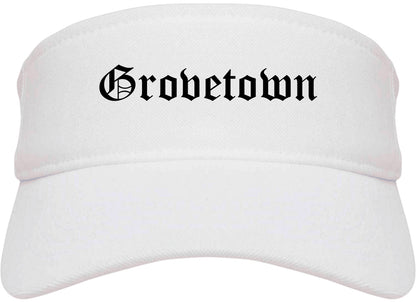 Grovetown Georgia GA Old English Mens Visor Cap Hat White