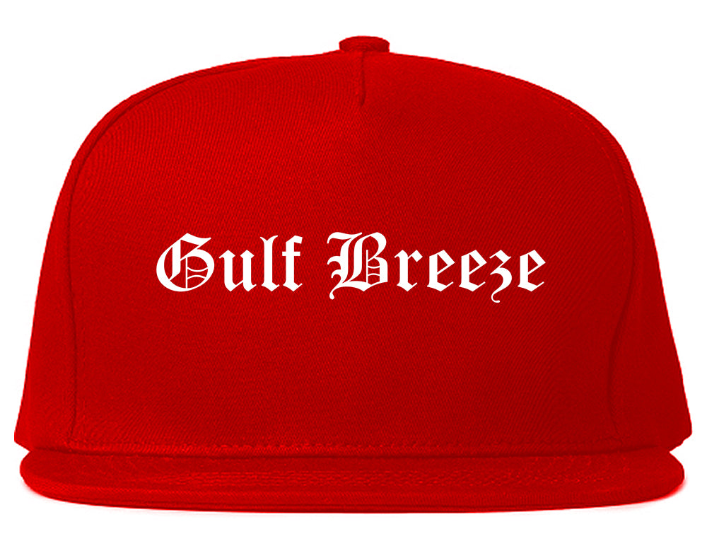 Gulf Breeze Florida FL Old English Mens Snapback Hat Red