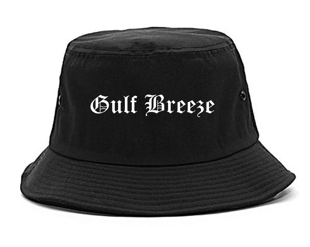Gulf Breeze Florida FL Old English Mens Bucket Hat Black