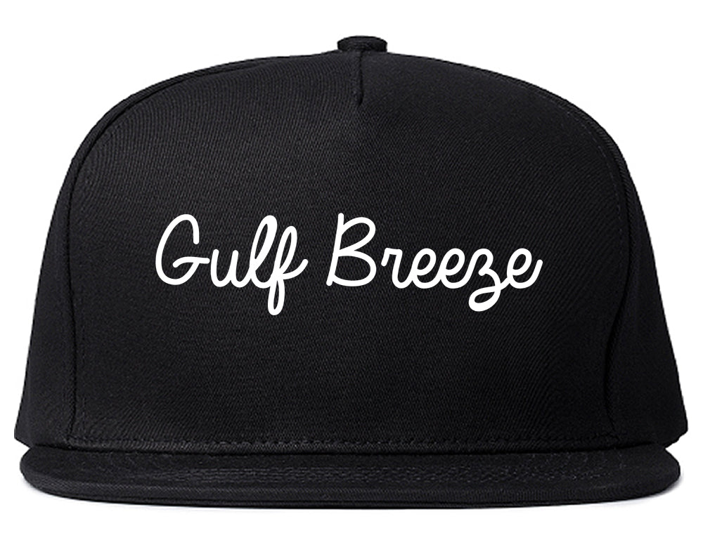 Gulf Breeze Florida FL Script Mens Snapback Hat Black