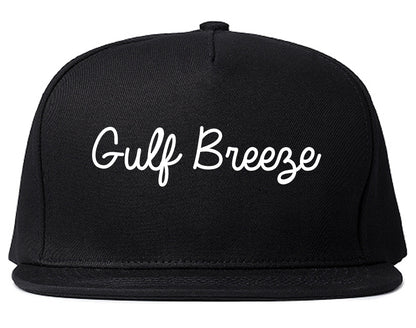 Gulf Breeze Florida FL Script Mens Snapback Hat Black