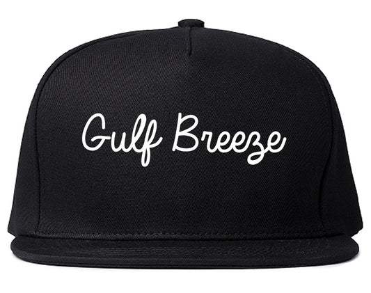 Gulf Breeze Florida FL Script Mens Snapback Hat Black