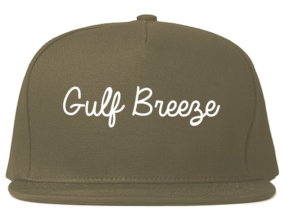 Gulf Breeze Florida FL Script Mens Snapback Hat Grey