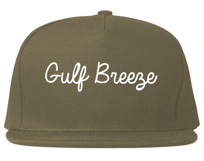 Gulf Breeze Florida FL Script Mens Snapback Hat Grey