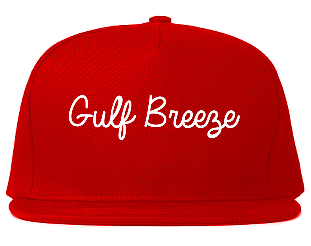 Gulf Breeze Florida FL Script Mens Snapback Hat Red
