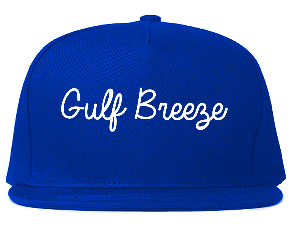 Gulf Breeze Florida FL Script Mens Snapback Hat Royal Blue