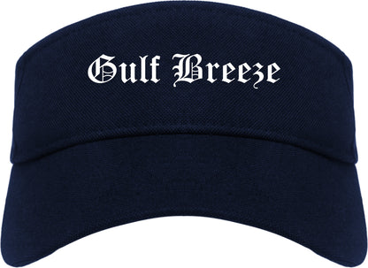 Gulf Breeze Florida FL Old English Mens Visor Cap Hat Navy Blue