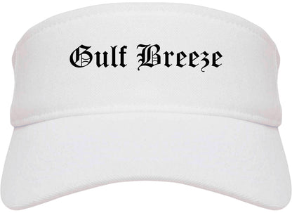 Gulf Breeze Florida FL Old English Mens Visor Cap Hat White