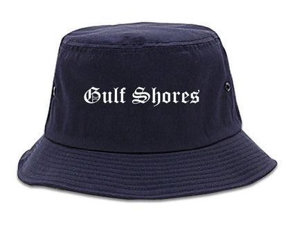 Gulf Shores Alabama AL Old English Mens Bucket Hat Navy Blue
