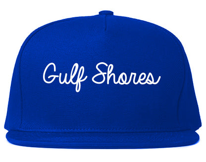 Gulf Shores Alabama AL Script Mens Snapback Hat Royal Blue