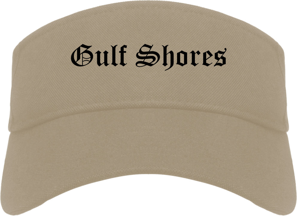 Gulf Shores Alabama AL Old English Mens Visor Cap Hat Khaki