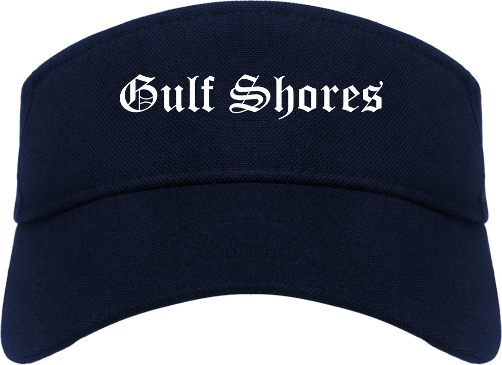 Gulf Shores Alabama AL Old English Mens Visor Cap Hat Navy Blue