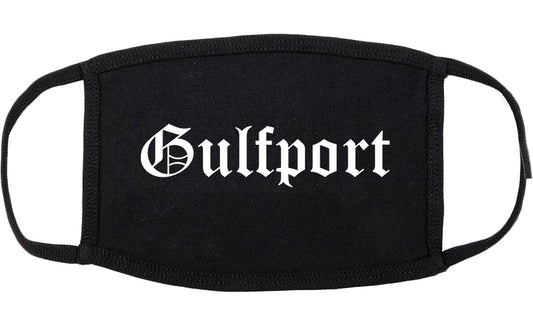 Gulfport Florida FL Old English Cotton Face Mask Black