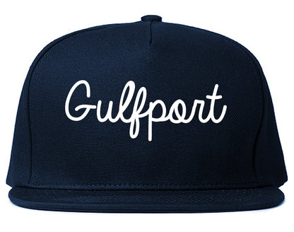 Gulfport Florida FL Script Mens Snapback Hat Navy Blue