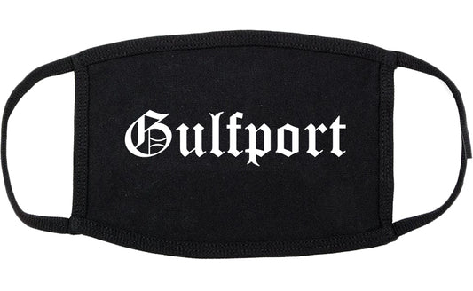 Gulfport Mississippi MS Old English Cotton Face Mask Black