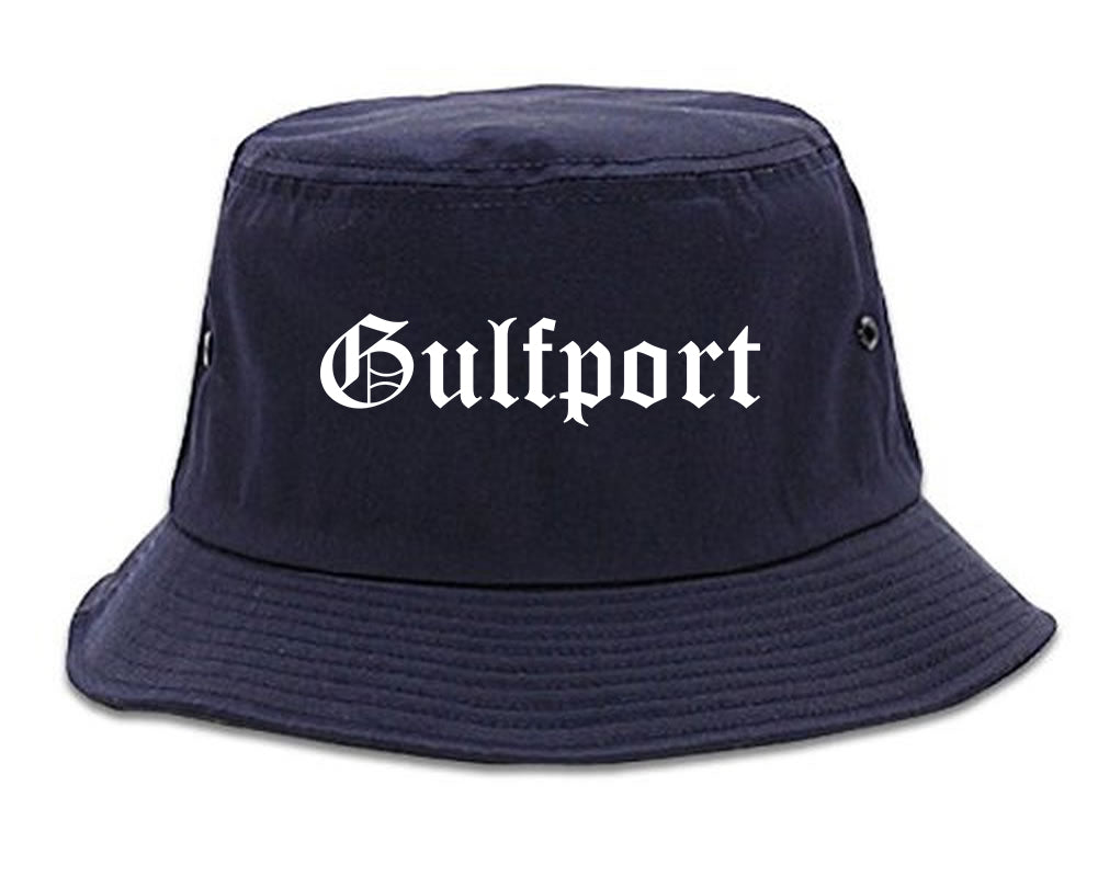 Gulfport Mississippi MS Old English Mens Bucket Hat Navy Blue