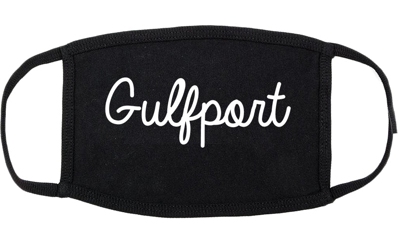 Gulfport Mississippi MS Script Cotton Face Mask Black
