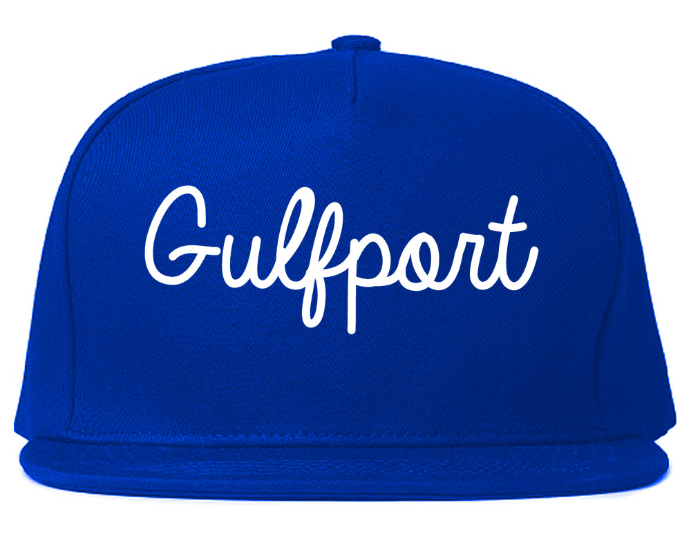 Gulfport Mississippi MS Script Mens Snapback Hat Royal Blue
