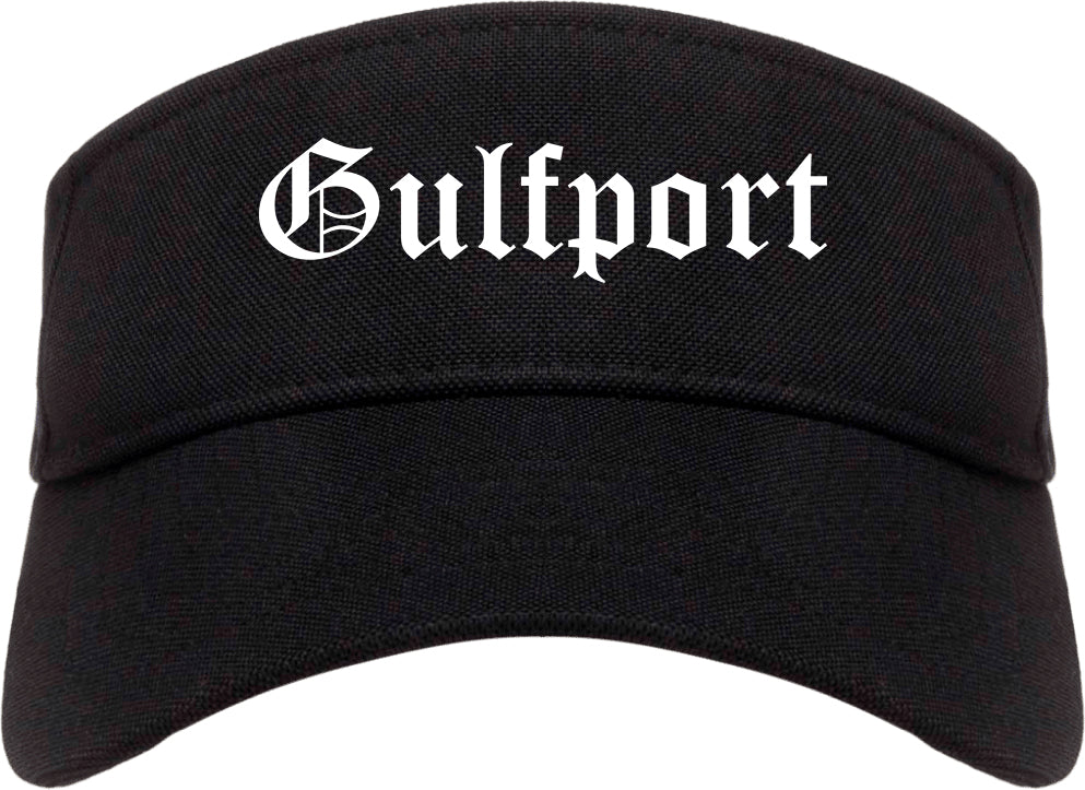 Gulfport Mississippi MS Old English Mens Visor Cap Hat Black