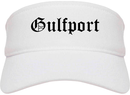 Gulfport Mississippi MS Old English Mens Visor Cap Hat White