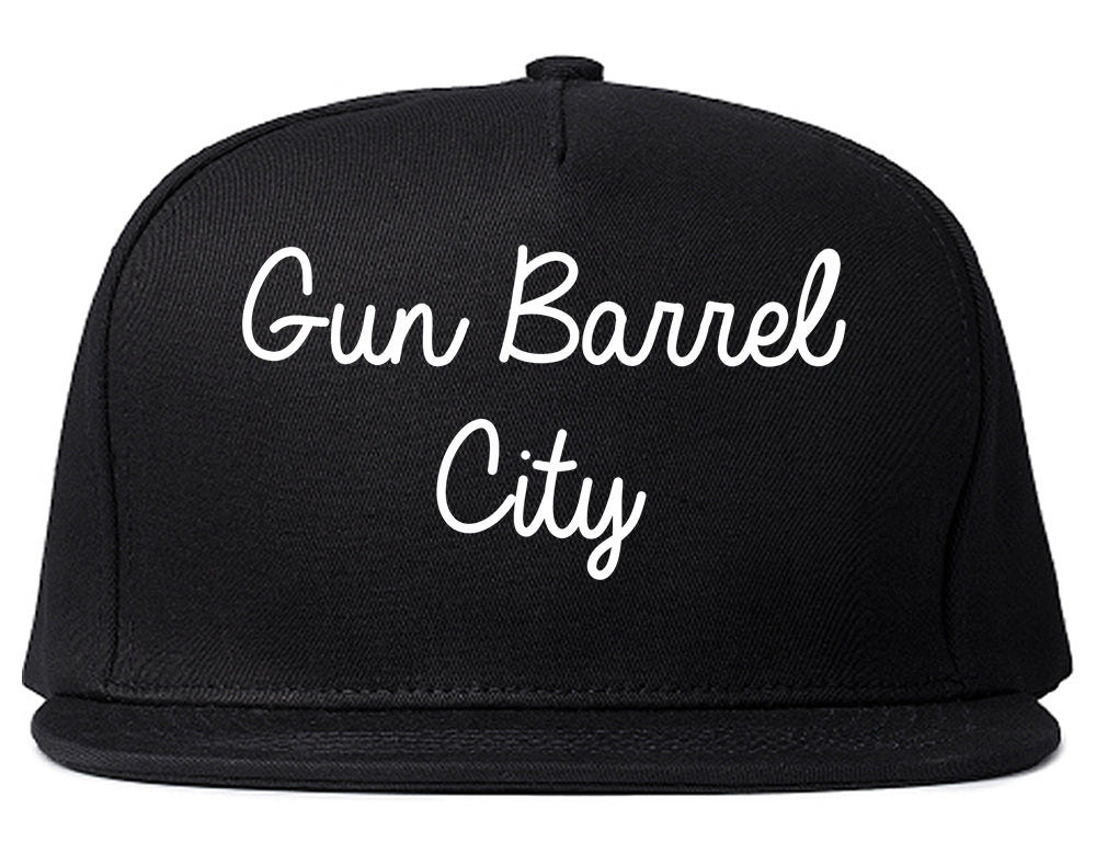 Gun Barrel City Texas TX Script Mens Snapback Hat Black