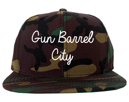 Gun Barrel City Texas TX Script Mens Snapback Hat Army Camo