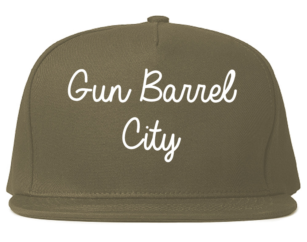 Gun Barrel City Texas TX Script Mens Snapback Hat Grey