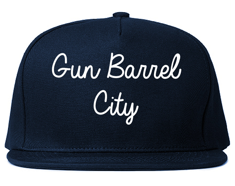 Gun Barrel City Texas TX Script Mens Snapback Hat Navy Blue