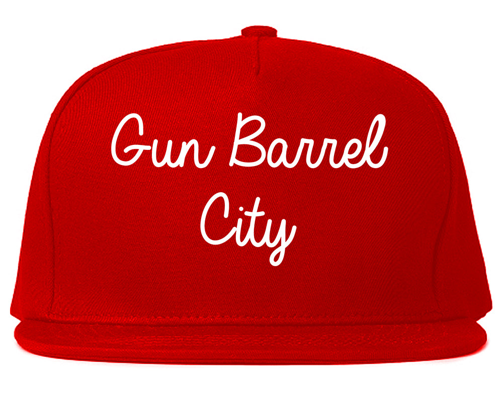 Gun Barrel City Texas TX Script Mens Snapback Hat Red