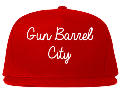 Gun Barrel City Texas TX Script Mens Snapback Hat Red