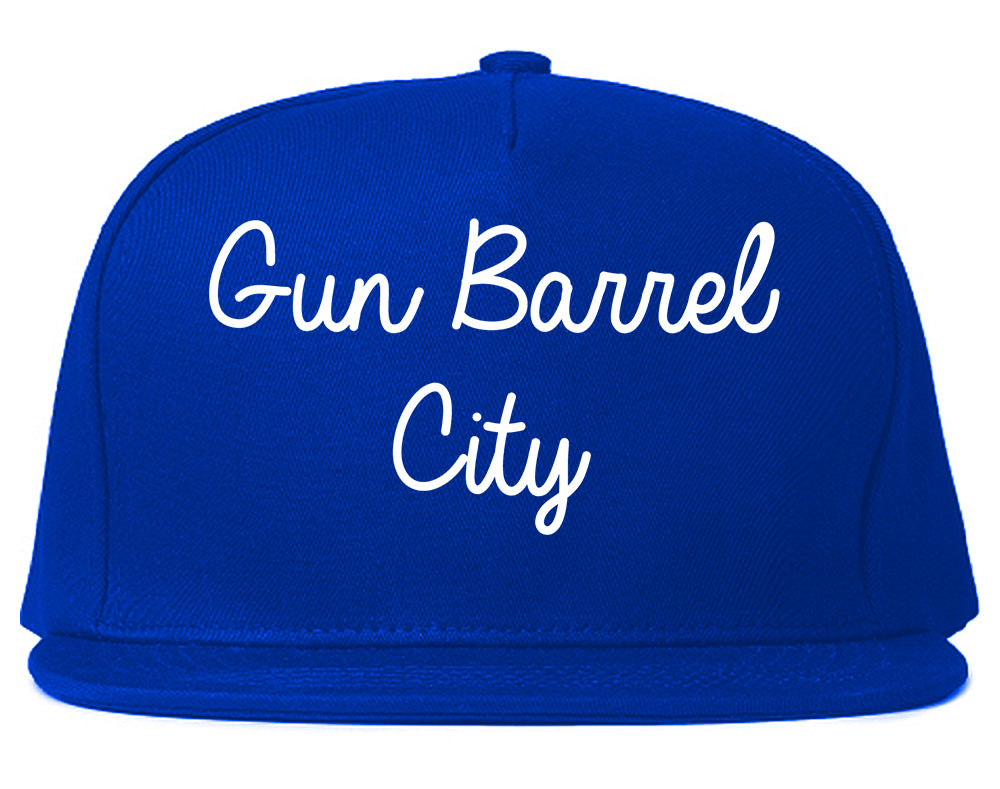 Gun Barrel City Texas TX Script Mens Snapback Hat Royal Blue