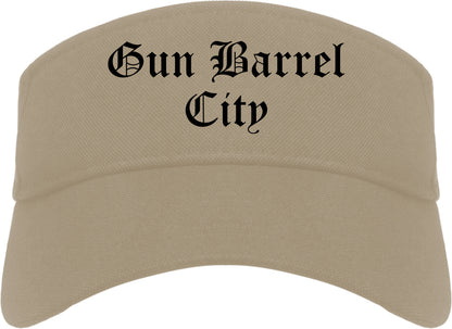 Gun Barrel City Texas TX Old English Mens Visor Cap Hat Khaki