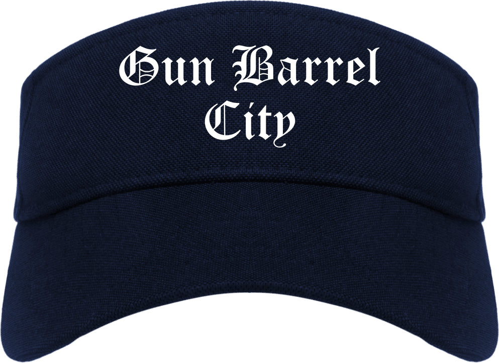 Gun Barrel City Texas TX Old English Mens Visor Cap Hat Navy Blue
