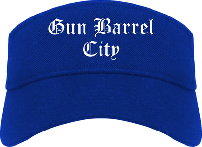 Gun Barrel City Texas TX Old English Mens Visor Cap Hat Royal Blue