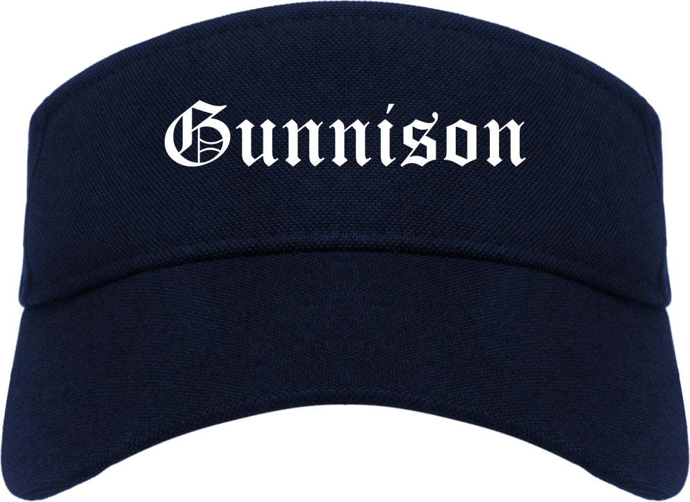 Gunnison Colorado CO Old English Mens Visor Cap Hat Navy Blue